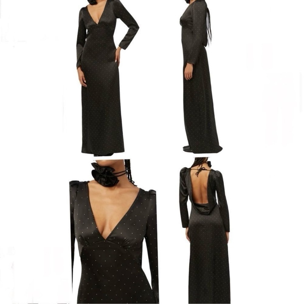 WeWoreWhat | Cowl Back Maxi Dress Mini Polka Dot 00 Black